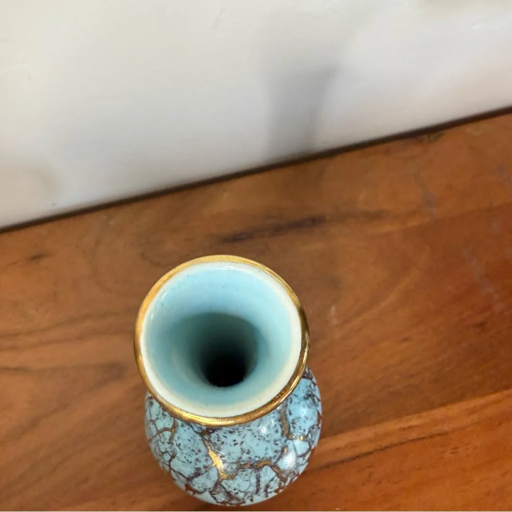 Vintage Made‎ in German Blue & Gold small Vase 5.5”H